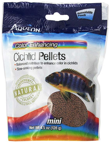 Aqueon Cíclidos Alimentos Potenciador Del Color Pellets, 4-1