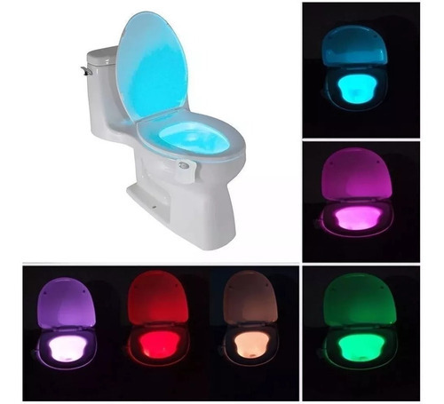 Luz Led 8 Colores Inodoro Con Sensor De Movimiento Full