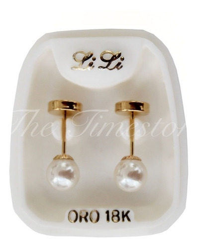 Aros Abridores Oro Lili 18k Perla 5mm Li-111 - Con Cuotas