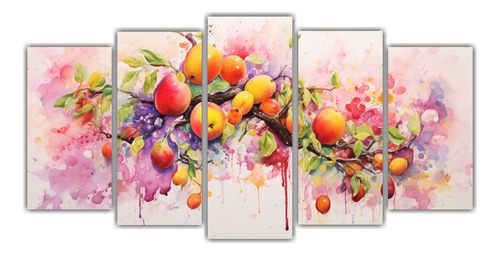 250x125cm Cuadro Pintura Abstracta Acuarela Rosa Árbol Frut