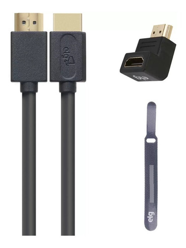 Imagem 8 de 8 de Cabo Hdmi 1.8m + Adaptador Hdmi 90° - Hs18l - ELG