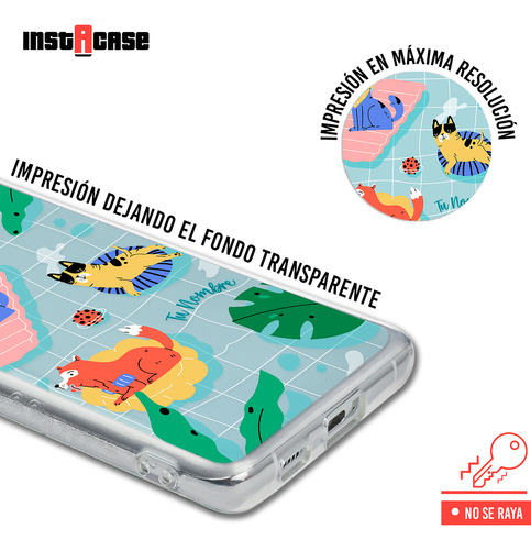 Funda Para Huawei Para Mujer Perritos Alberca Personalizada