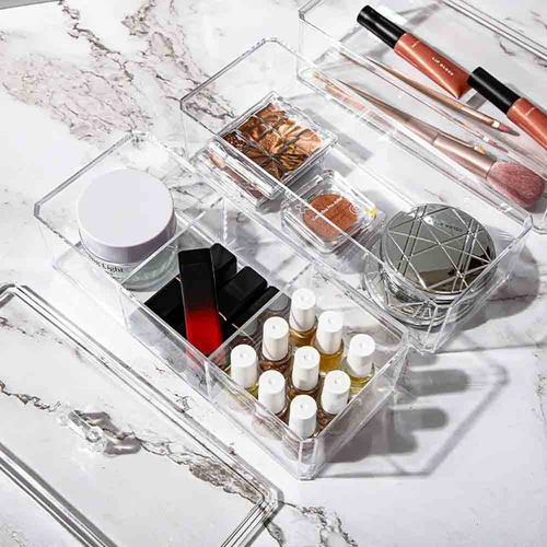 Caja organizadora triple de acrílico con 5 divisores