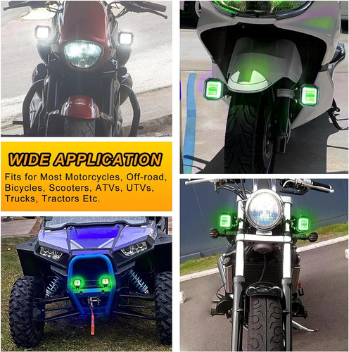 2 Focos Led Motocicleta Interruptor, 12 V, 24 V, Luz An...