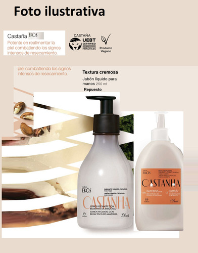 Jabon Liquido + Repuesto Manos Castaña Ekos Natura Vegano
