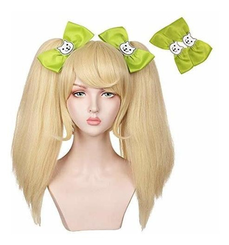 Peluca Rubia Con 2 Moños Para Halloween Y Cosplay Con (colet