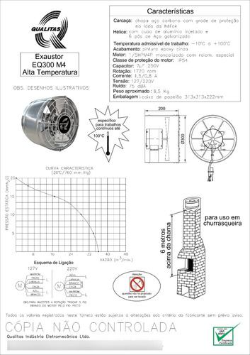 Exaustor 30cm Alta Temperatura Até 100ºc Qualitas + Nf-e