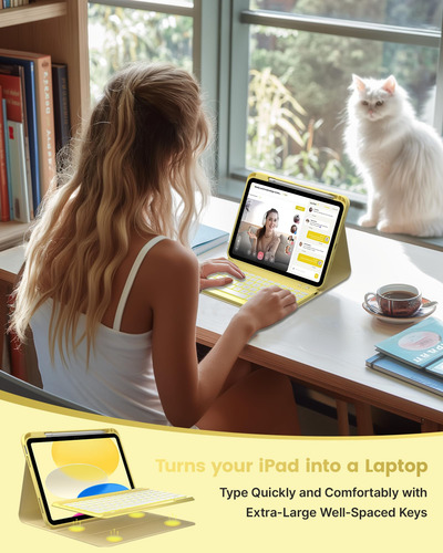 Typecase Folio Teclado iPad 10.9 2022 11th A16 2025 Amarillo