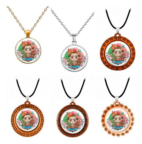 Collar Frida Kahlo Muñeca Flores Unisex + Estuche