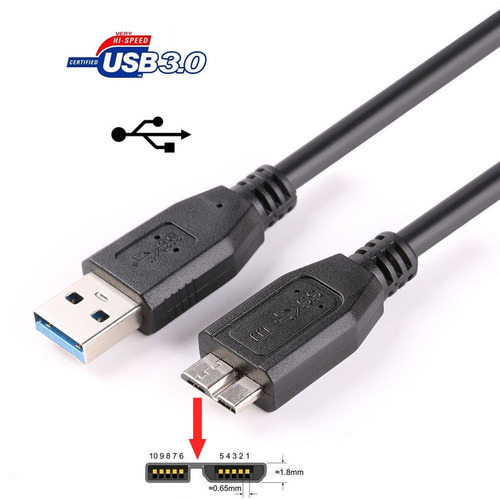 Imagen 4 de 5 de Cable Micro Usb 3.0 Tipo B 1.5m Disco Externo Toshiba Sony