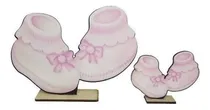 Comprar Centro De Mesa Economico X10u Babyshower Escarpines Rosa