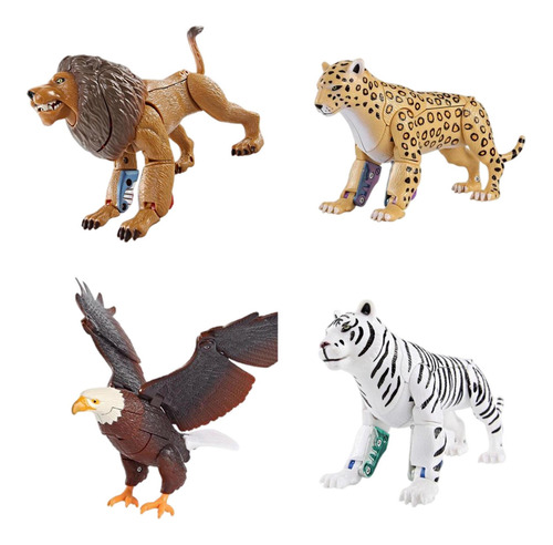 4 Figuras De Transformación De Juguete León Guepardo Y Águil
