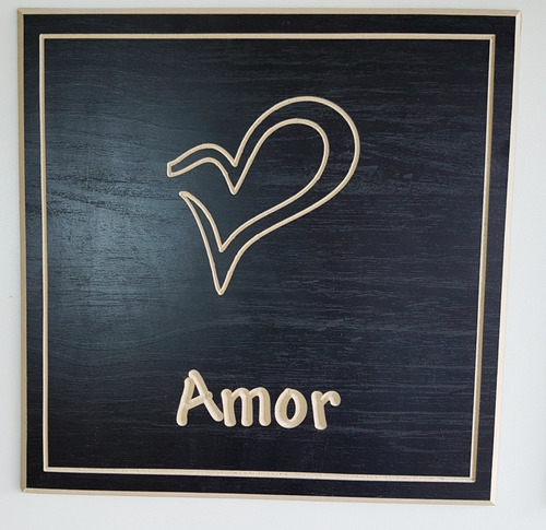 Quadro Entalhado Em Madeira - Amor