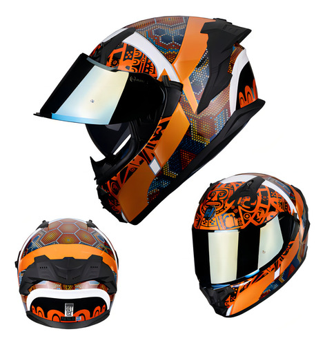 Capacete de motocicleta Hax Obsidian 2.0 Huichol Gold Dot + Ece 22.06 S