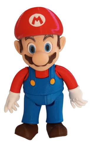 Mario Bros Impreso En 3d Multicolor. Articulado. Alto 19 Cm 