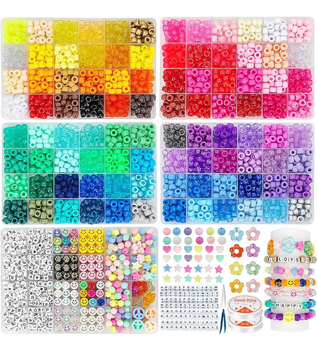 3540 Cuentas De Para Hacer Pulseras 96 Colores 2600 Cuentas