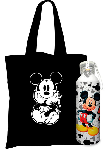 Tote Bag Bolsa Mickey N + Botella En Aluminio - Estampaking