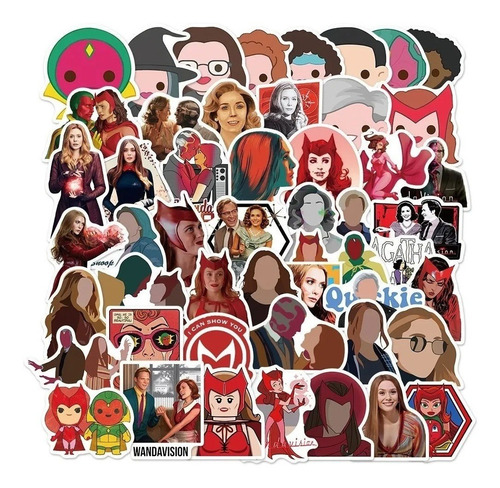 Imagen 2 de 10 de Wanda Visión - Marvel - Set De 50 Stickers / Calcomanías