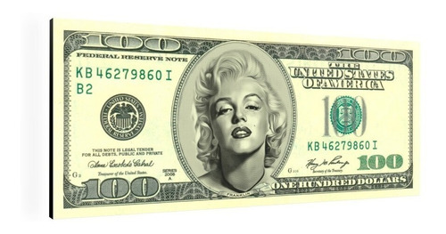 Cuadro Mural Billete Marilyn Monroe Panoramico 90x37 Mdf