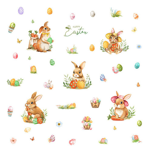 Adhesivo De Vidrio De Pascua Con Forma De Conejo De Pascua,