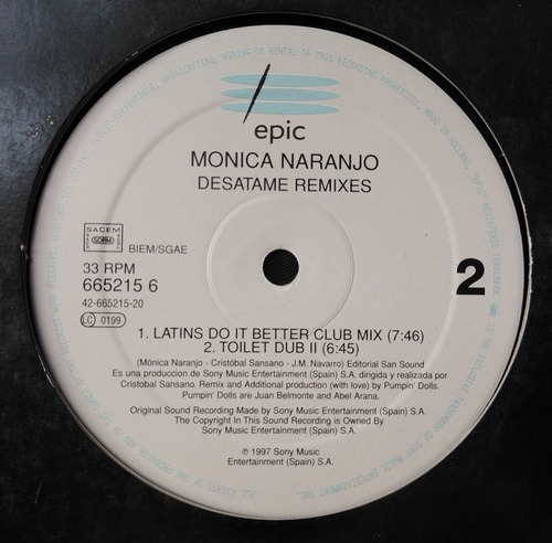 Mónica Naranjo -desátame (remixes) The Real Diva Club Mix (Usado)