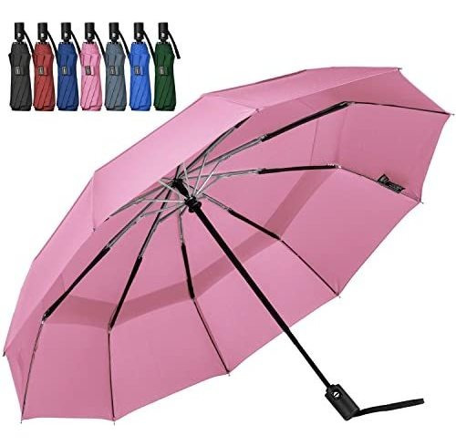 Paraguas De Viaje Doble Toldo 10 Costillas Color Rosado 42p