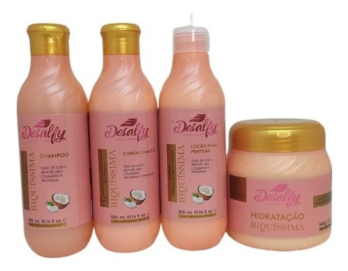 Kit Linha Riquíssima Óleo De Coco Desmaia Cabelo Nutrição