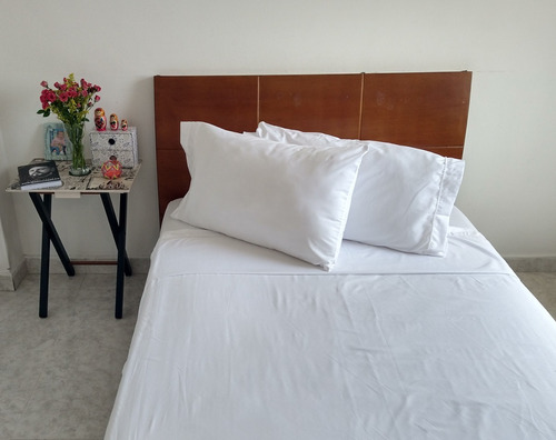 Sabana Hotelera Blanco Grabado Doble Envío Gratis