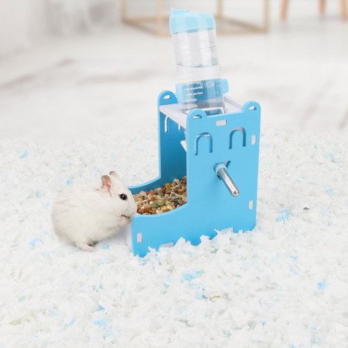 Botella De Agua Colgante 2 En 1 Dispensador Para Hámster Azul