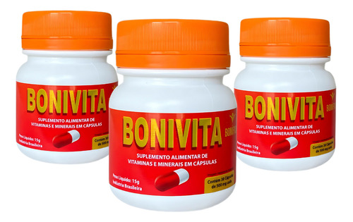 Kit 3 Pote Bonivita Suplemento Natural Vitaminas E Minerais Sabor Neutro