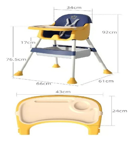 Silla Para Bebe 2 En 1 Altura Ajustable Silla Comedor Inftil