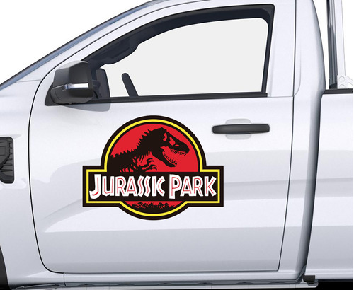 Jurassic Park Par De Imanes Personalizados Para Auto 30x40