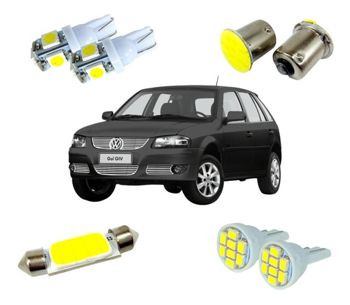 Kit Lampadas Farol Vw Gol G2 G3 G4 Leds Cob Super Branca