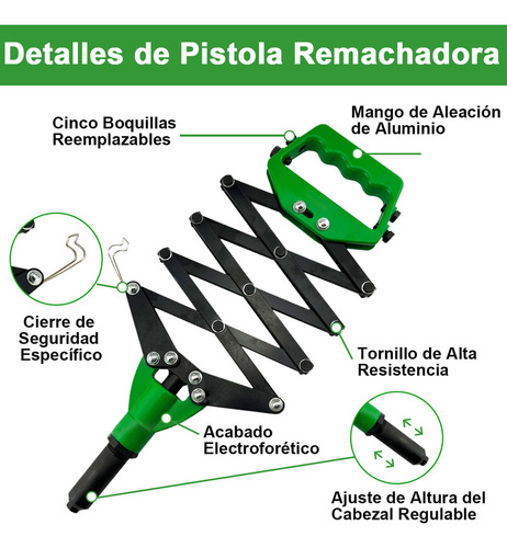 Lyakixazy M6DTOOL0026 remachadora verde de 1/4"
