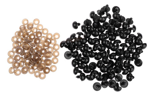 100 Piezas Ojos De Plástico De Seguridad Con Arandelas 8mm