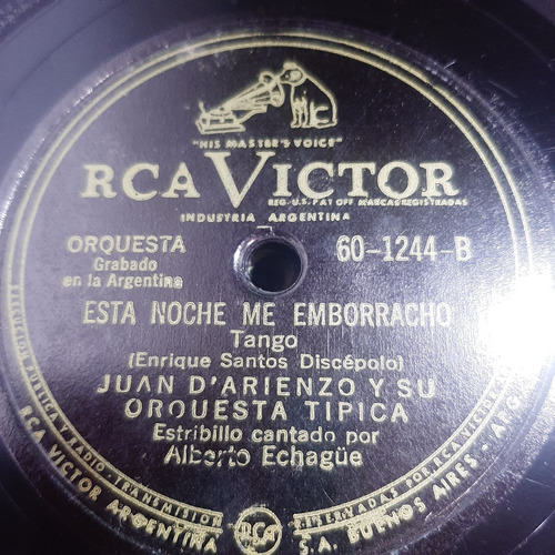 Pasta Juan D Arienzo A Echague A Laborde Rca Victor C540