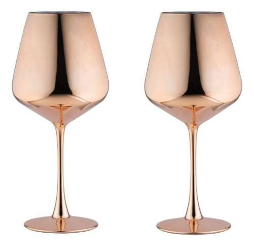 Juego 2 Pz Copa De Cristal Vidrio Vino Coctel Utensilios Bar Color Oro Rosado