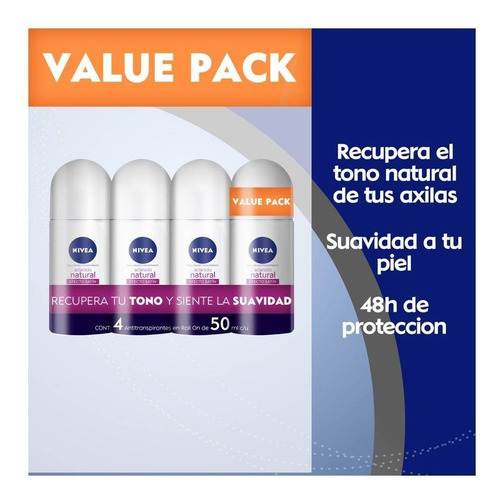 Antitranspirante En Roll On Nivea Aclarado Efecto Satín 4 Pz