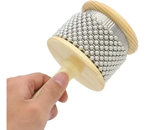 Shaker Cabasa En Bois Juliyeh - Instrument De Percussion à Main, Taille S, Finition Argentée
