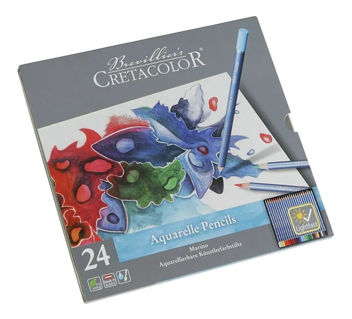 Imagen 1 de 6 de Estuche 24 Lapices Colores Creta Marina Acuarelable Artel