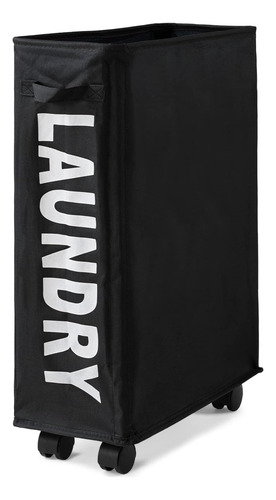 Cesta De Lavandería Delgada Plegable Con Ruedas Y Asa