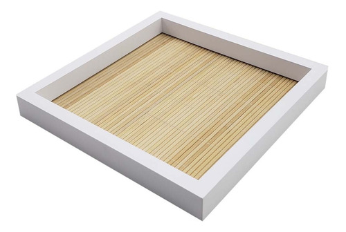 Bandeja Quadrada Branca C/ Bambu Madera Laca Luxo Rosi Zanon