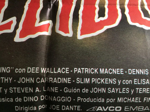 Poster Aullidos Patrick Mac Nee Jhon Carradine Original 1981 (Usado)