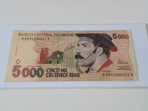 C 239 Cédula 5.000 Cruzeiros Reais 1993 Gaúcho (Usado)