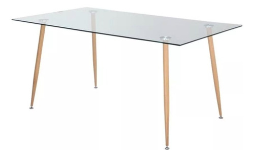 Juego Comedor Mesa Iriarte 120cm + 4 Sillas Wishbone Marrón Claro Liso