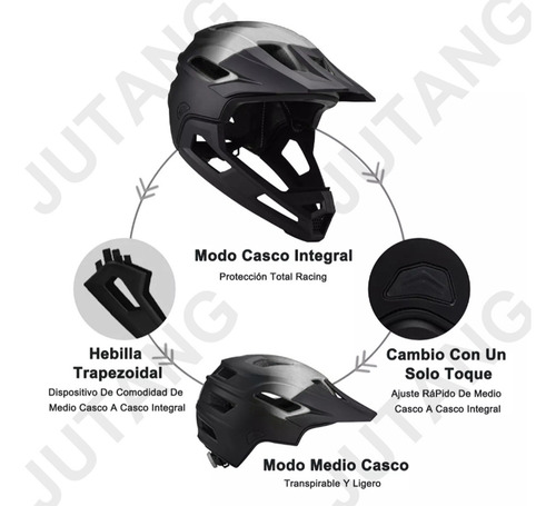 Jutang Casco De Bicicleta De Montaña Ajustable, Visera Extraíble,, Transpirable Y Ligero, Ideal Para Ciclismo Urbano Y De Montaña Soporte Barbilla Desmontable Blanco