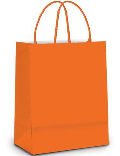 Sacola De Papel Laranja - Tam Mini 15x8x16 - Com  10 Unidade