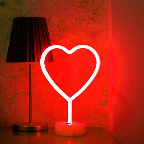 Letrero De Neón De Corazón Rojo, Luz De Neón Led, Funciona C