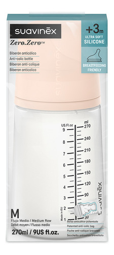 Biberon Anticolico 270ml/9oz+bolsa De Recambio 3pzs Suavinex Color Transparente Zero Zero