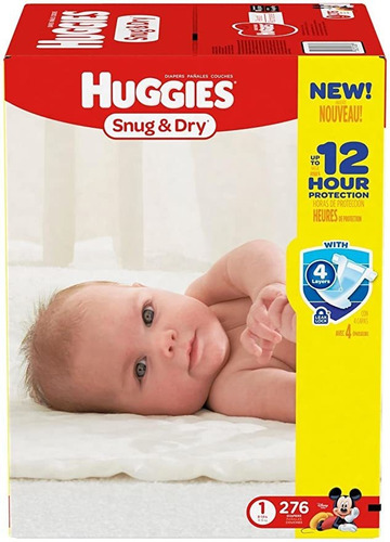 Huggies Snug  Dry Pañales, Tamaño 1, 276 Conde (el Embalaje